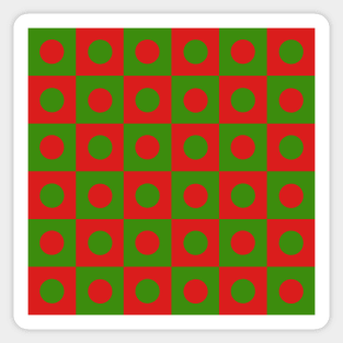 Red and Green Polka Dot Patchwork Pattern Sticker